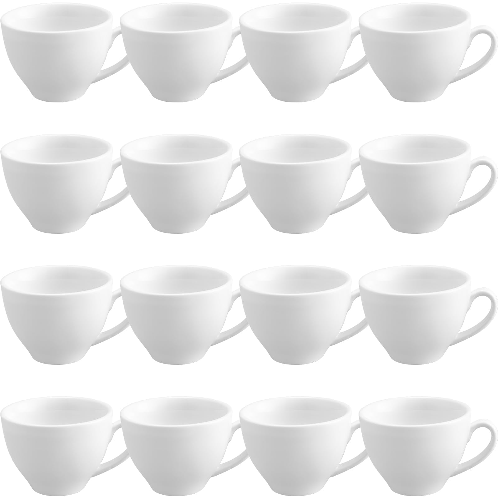 Reallnaive 16 Pieces 4.4 oz Porcelain Espresso Cups Set White 130ml Durable for Serving Coffee Tea Beverage for Cafes Office Hom