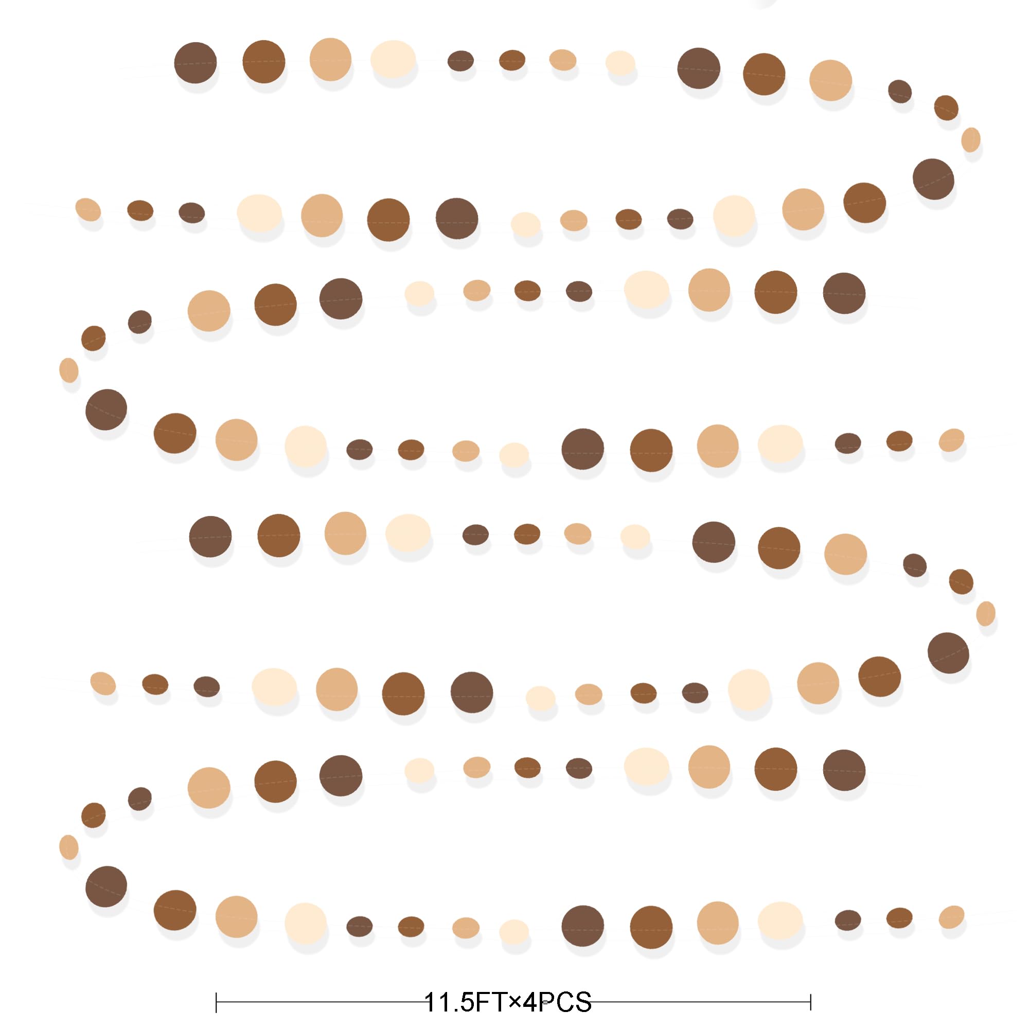 Ombre Brown Party Decorations Polka Dots Garlands Cream Tan Brown Boho Hanging Paper Circle Dots Streamer For Neutral Rustic Cow