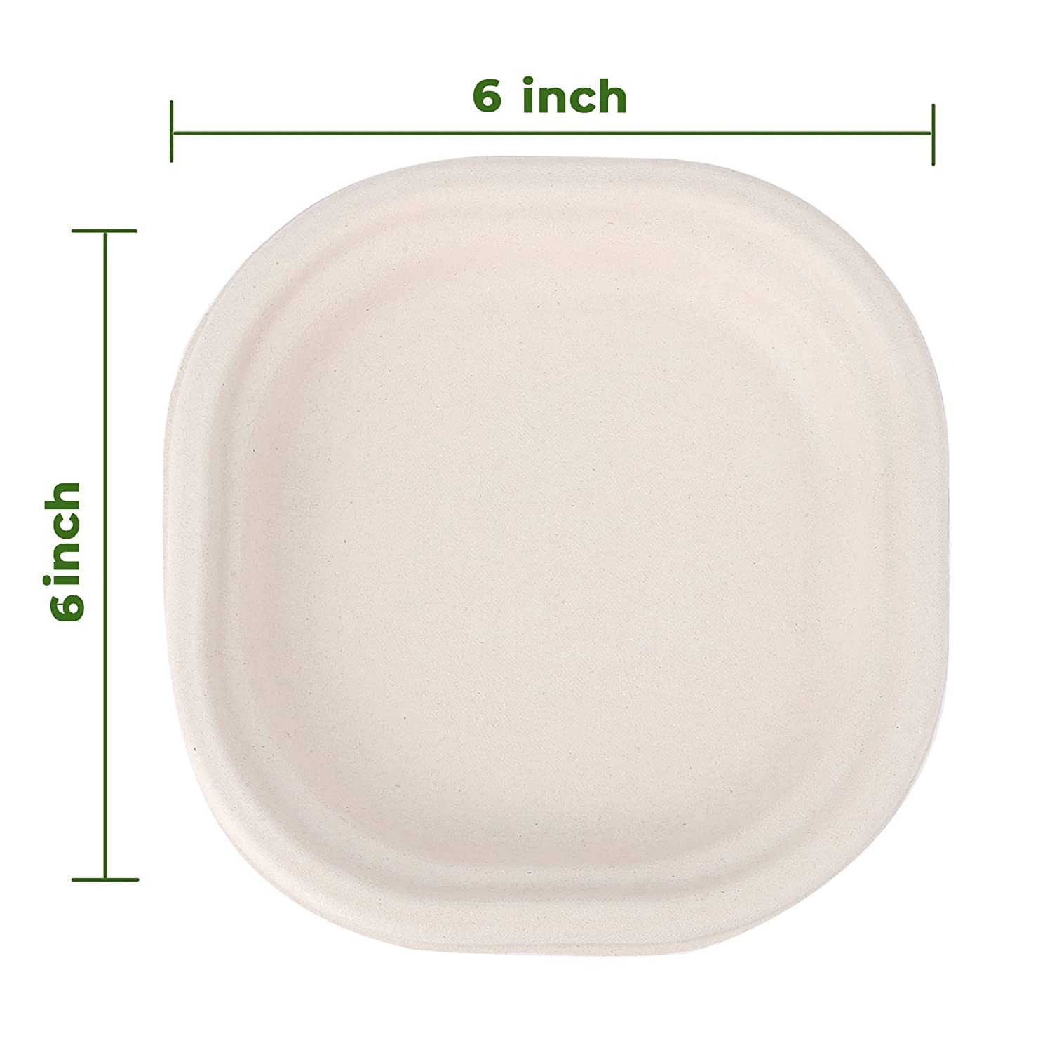 Sanwalsa Disposable Square Bagasse Paper Plates, 6 Inches Diameter, Set Of 25 Pcs - Beige
