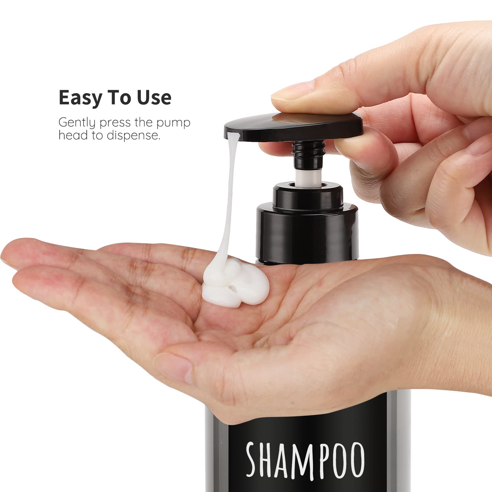 Segbeauty Shower Bottles Refillable, 3Pcs 16.9Oz/500Ml Liquid Soap Dispenser With Labels, Empty Plastic Soap Lotion Pump Press B