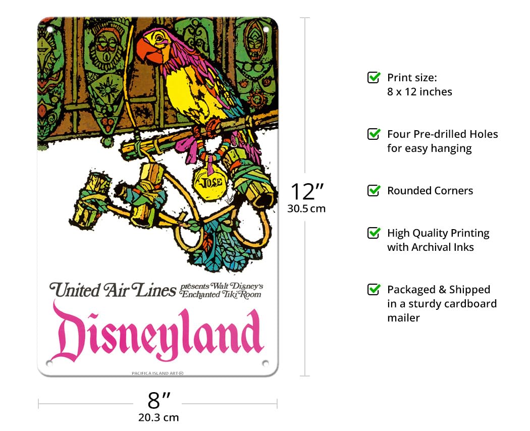 Pacifica Island Art Disneyland - Enchanted Tiki Room - Jos   The Mexican Macaw - United Air Lines - Vintage Airline Travel Poste
