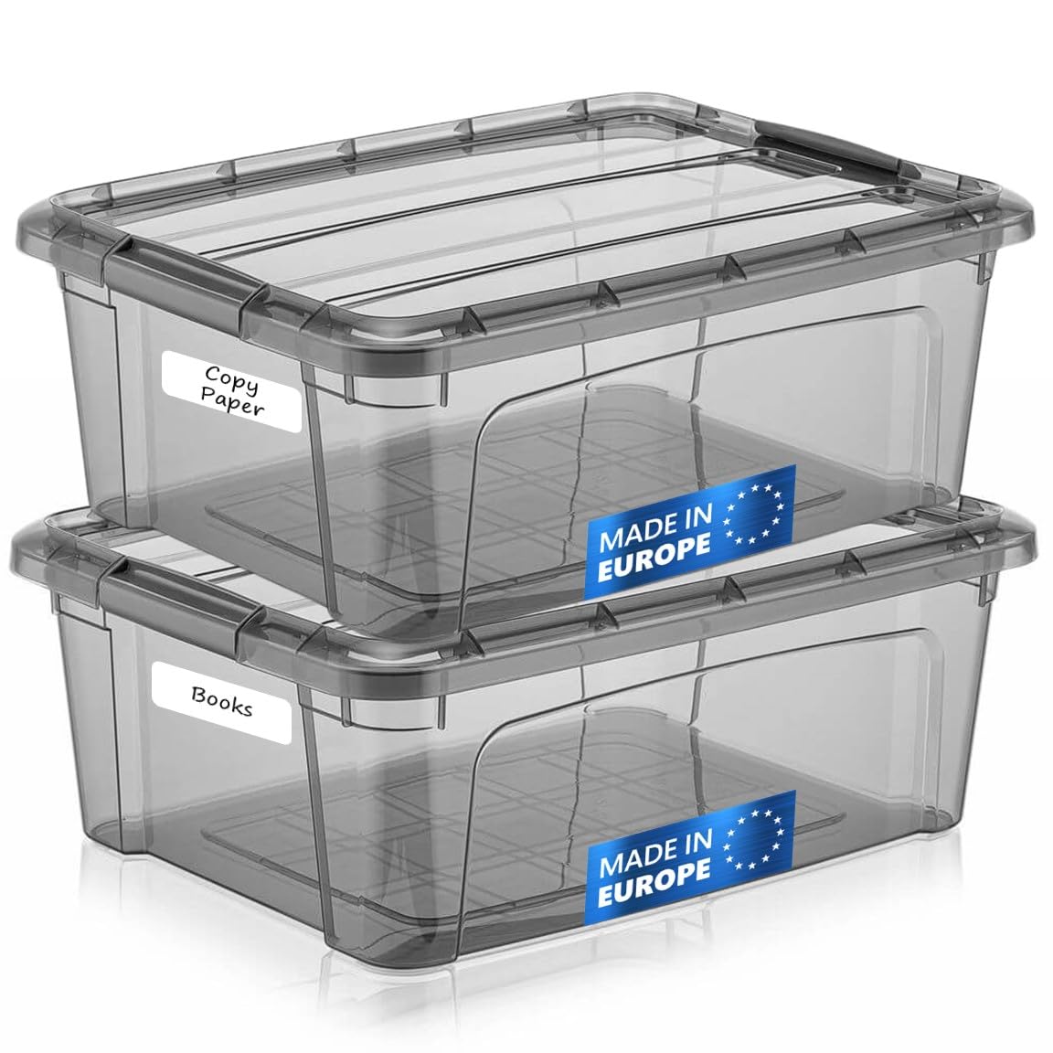 Tribello 12.5 Quart Storage Bins With Lids, Plastic Storage Containers With Latching Lids For Organizing - Tinted - (15.5 X 12
