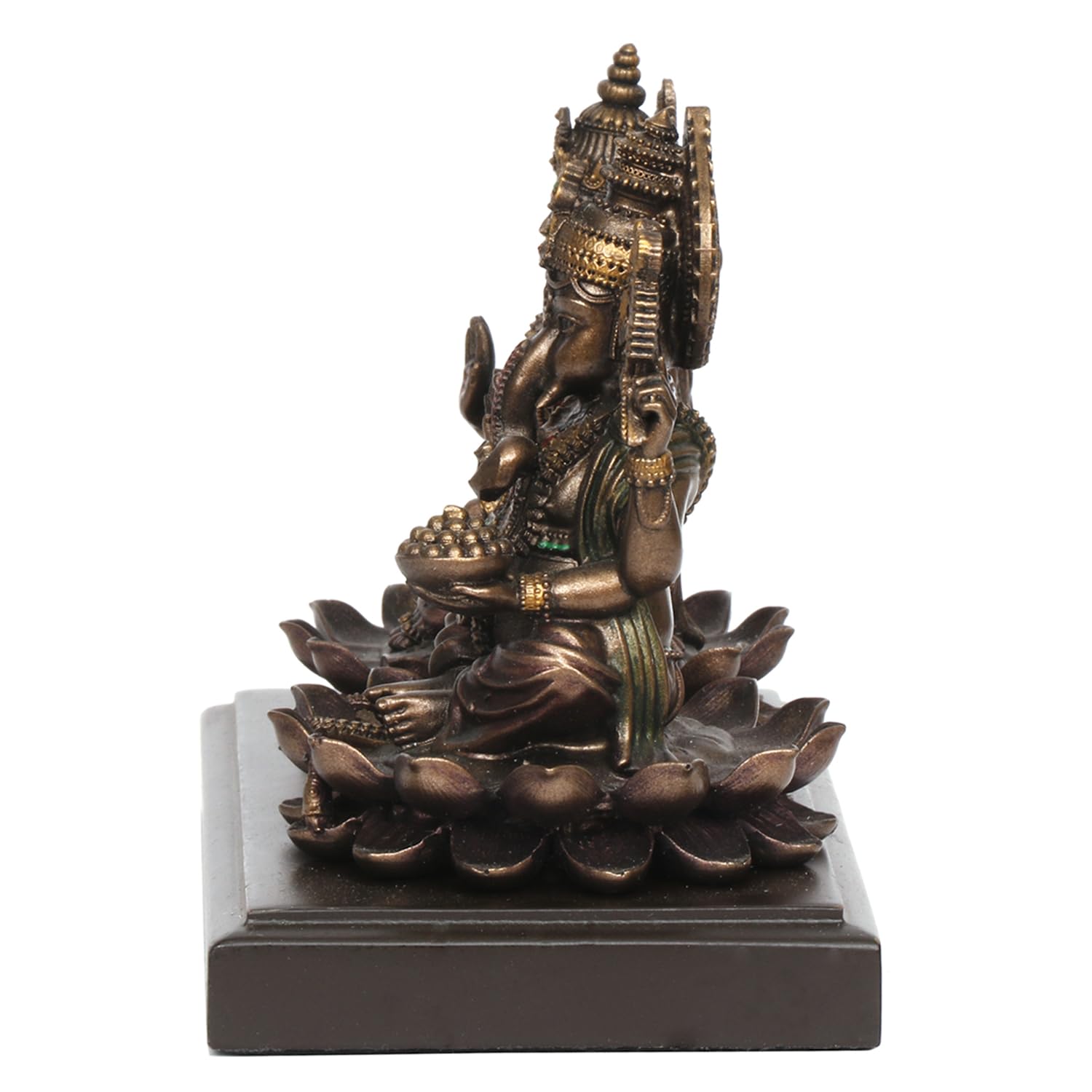 Artvarko Lakshmi Ganesha Idol Ganesh Laxmi Cold Cast Resin Statue Bronze Finish Murti Statue For Diwali Puja Home Office Success