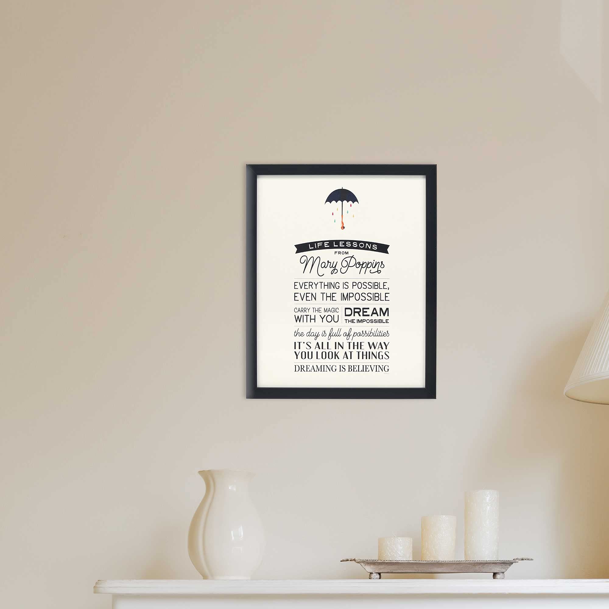 Disney Mary Poppins Inspirational Quotes Framed Wood Wall Decor - Charming Mary Poppins Picture For Office, Living Room Or Bedro