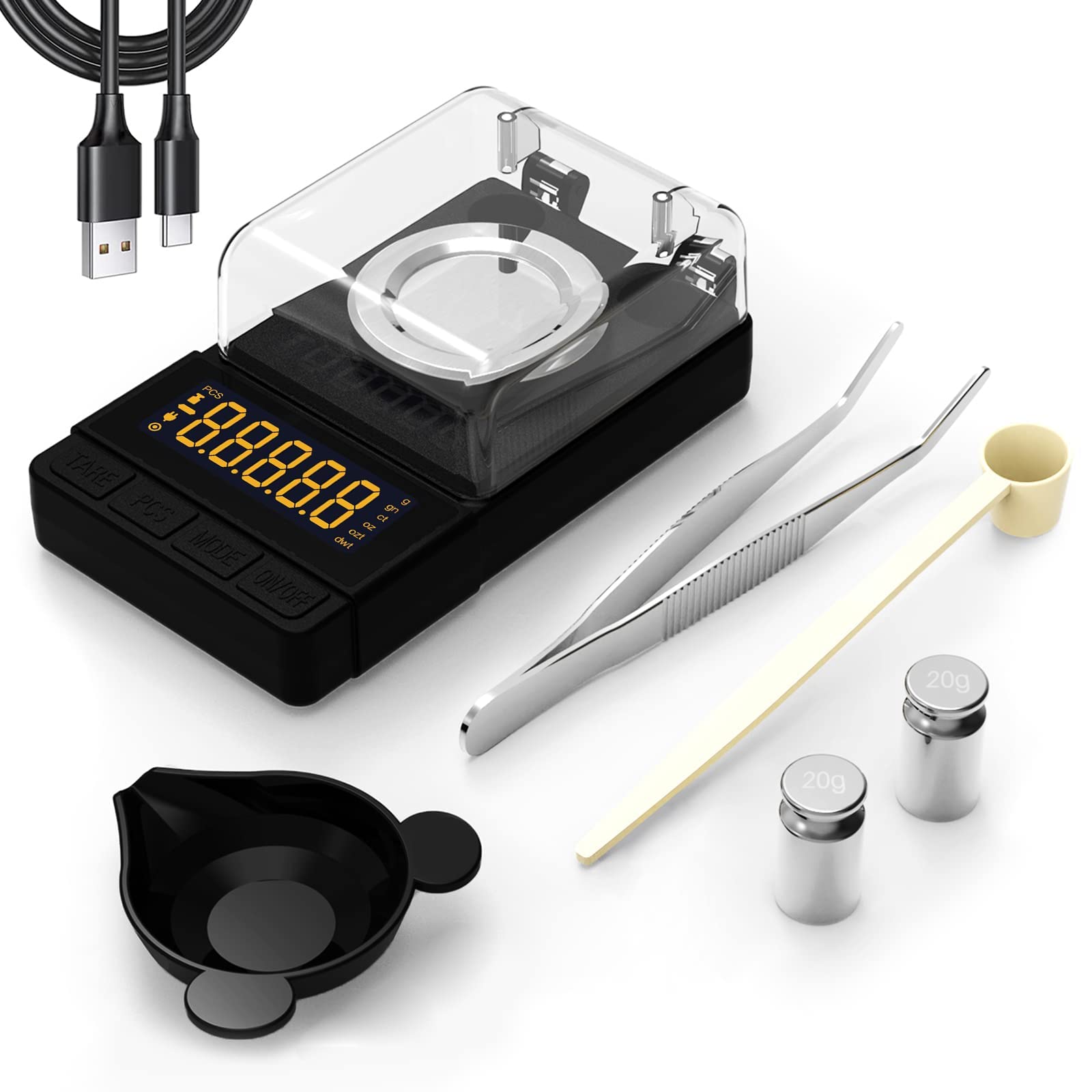 Maxus Digital Milligram Scale 50G/0.001G, Compact Mg Scale With 20G Calibration Weight And Accessories, Black Powder Scale For R