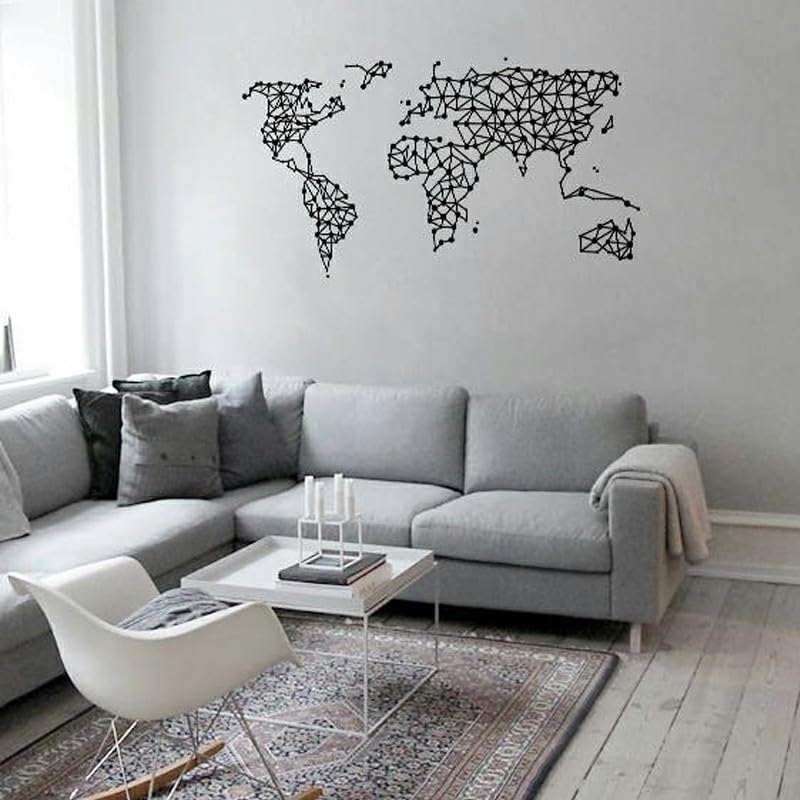 Gadgets Wrap Wall Decal Vinyl Sticker Points And Lines World Map For Office Home Wall Decoration