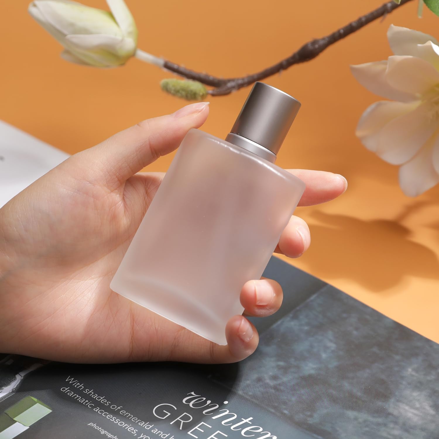 Yerpkefey 50Ml/1.7 Oz Frosted Glass Spray Bottle Perfume Atomizer,Refillable Perfume Spray Bottle Perfume Bottles Empty With 3 K