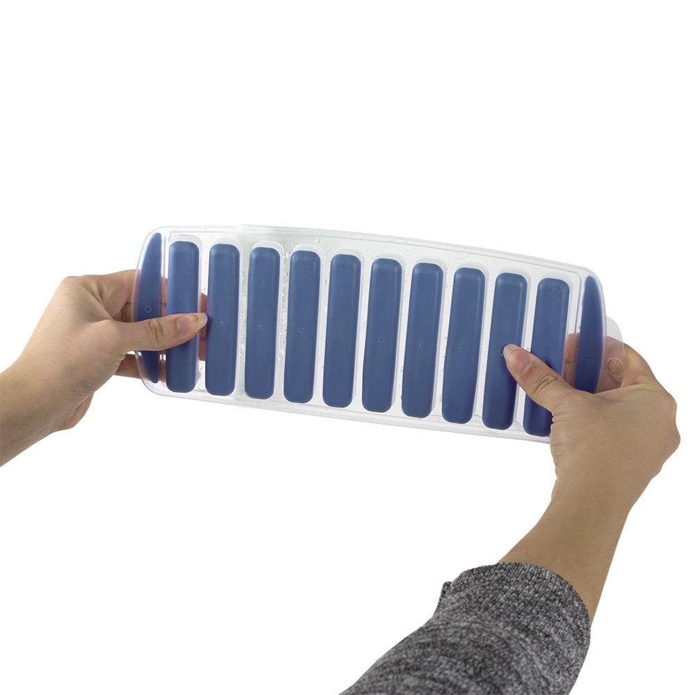 Home Basics Ultra-Slim Plastic Pop, (Pack Of 2), Blue Ice Cube Tray, One Size