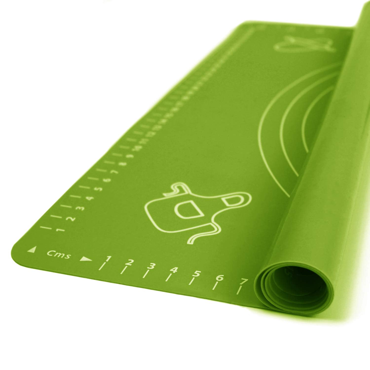 Silicone Baking Mat For Pastry Rolling Dough With Measurements, 19.7'' X 15.7'' Bpa Free Non Stick And Non Slip Green Table Shee