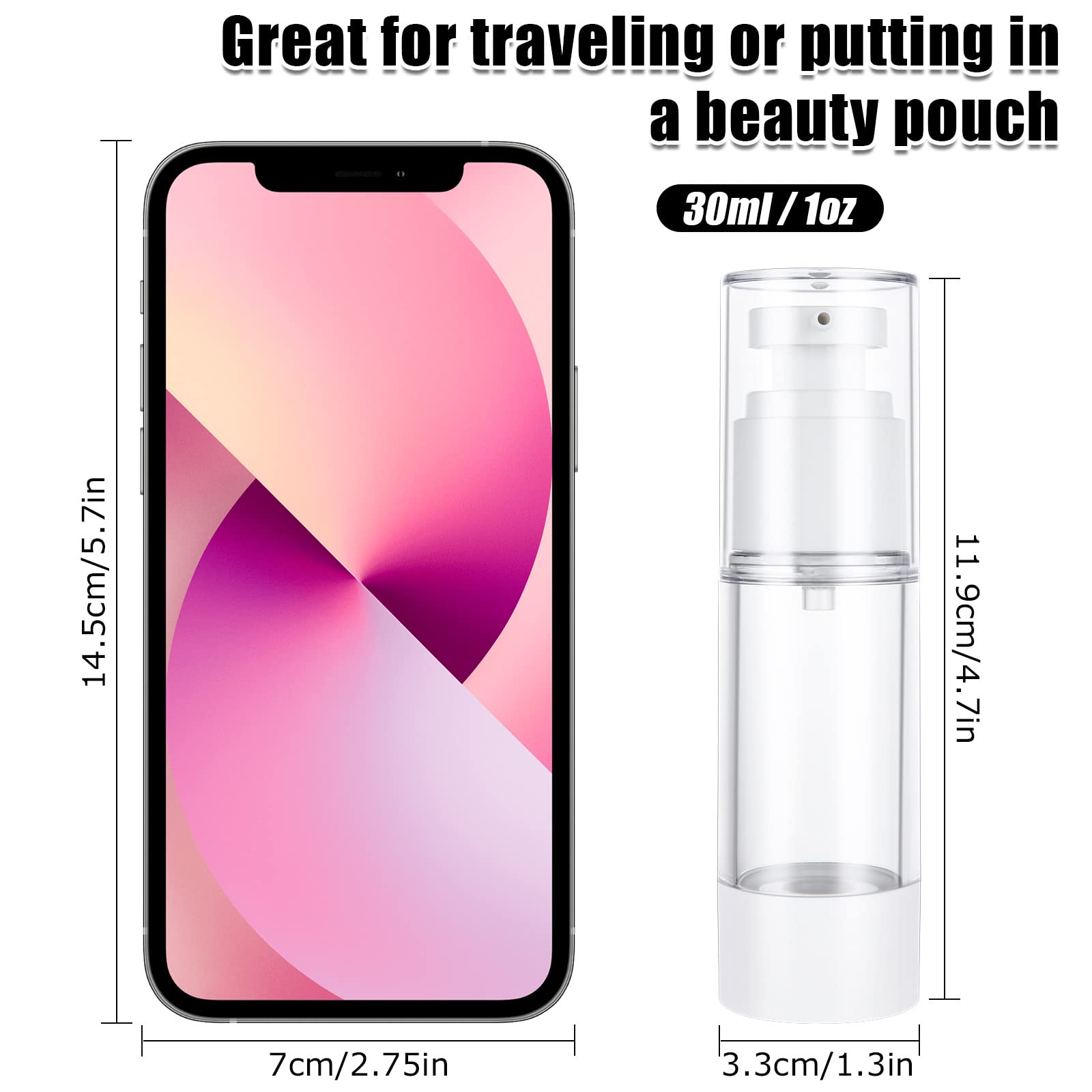 SENENQU 24 PCS 1 Oz 30ml Airless Pump Bottles Travel Size Empty Pump Bottle Lotion Container Refillable Cosmetic Pump Dispensers