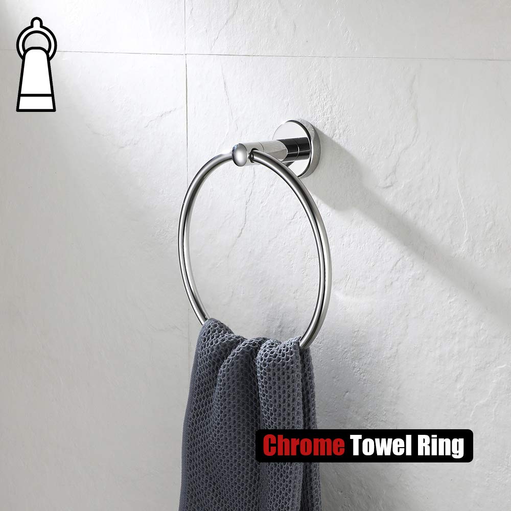 JQK Chrome Towel Ring  304 Stainless Steel Hand Towel Holder for Bathroom  Polished Finish Wall Mount  TR130-CH