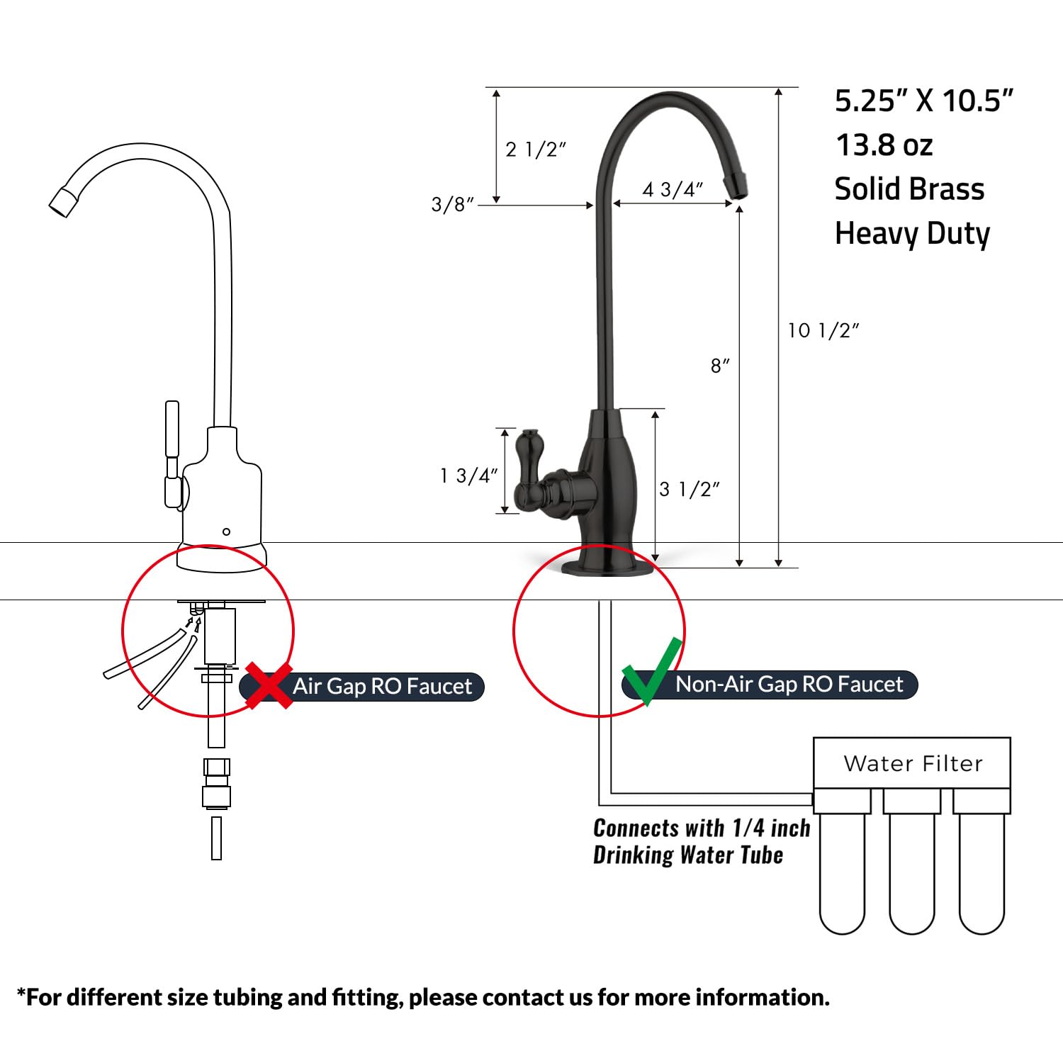 iSpring GK1-ORB Heavy Duty Reverse Osmosis Faucet  High Spout Kitchen Bar Sink Drinking Water Faucet  Contemporary Style RO Faucet  Oil Rubbed Black