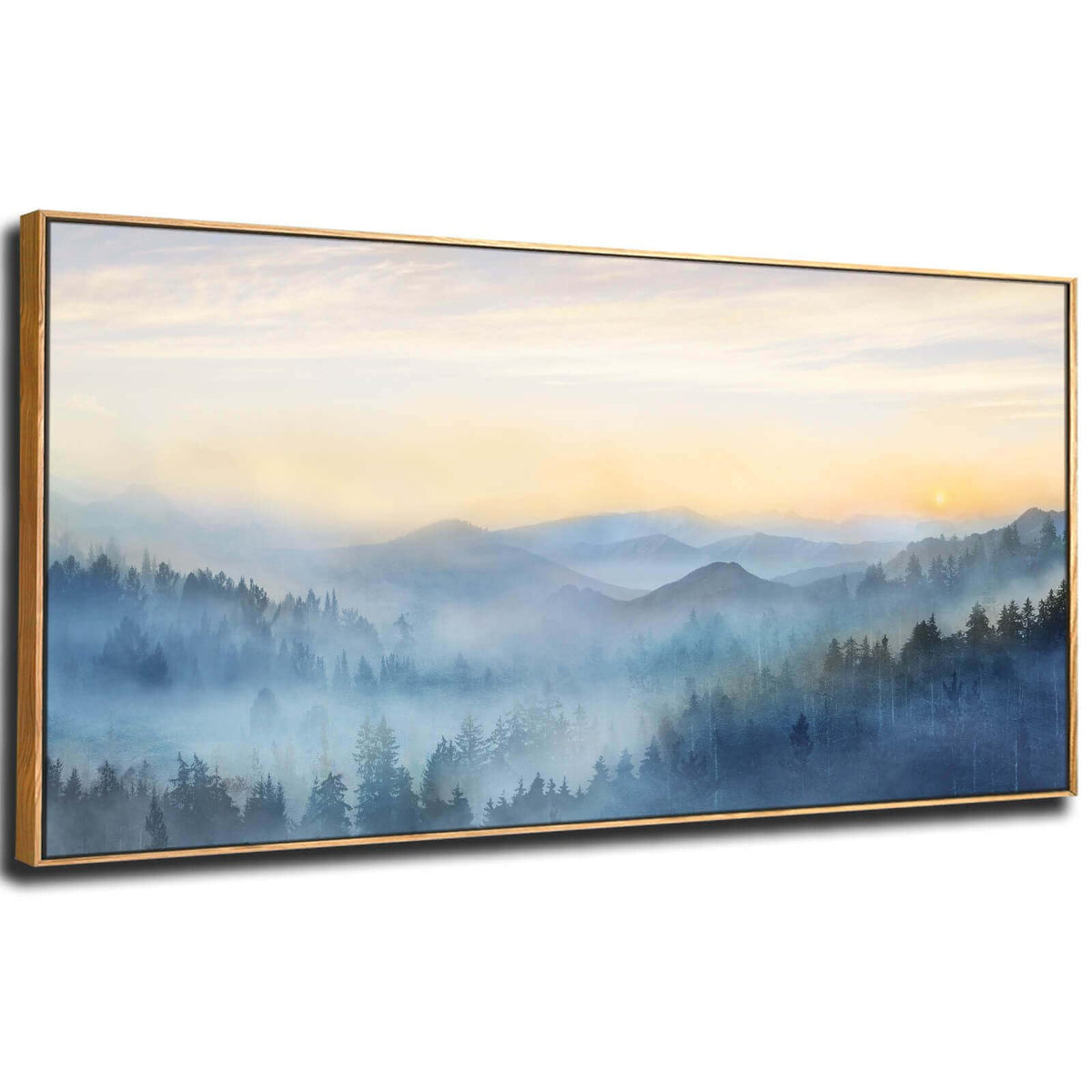 Yjyart Tree Wall Art For Living Room Forest Nature Painting 20''X40''Framed Artwork Landscape Canvas Print For Bedroom Office Ho
