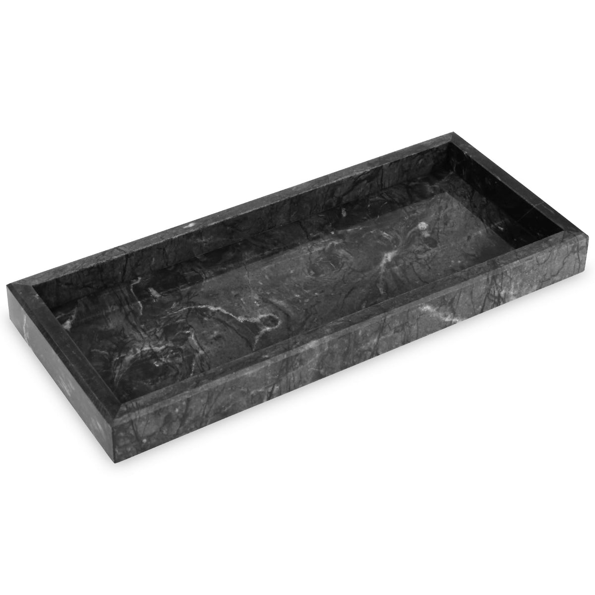 Marble Bathroom Vanity Tray, Natural Luxury Dark Brown Vanity Home Kitchen Bathroom Table Tray, Stone Decorative Countertop Dres