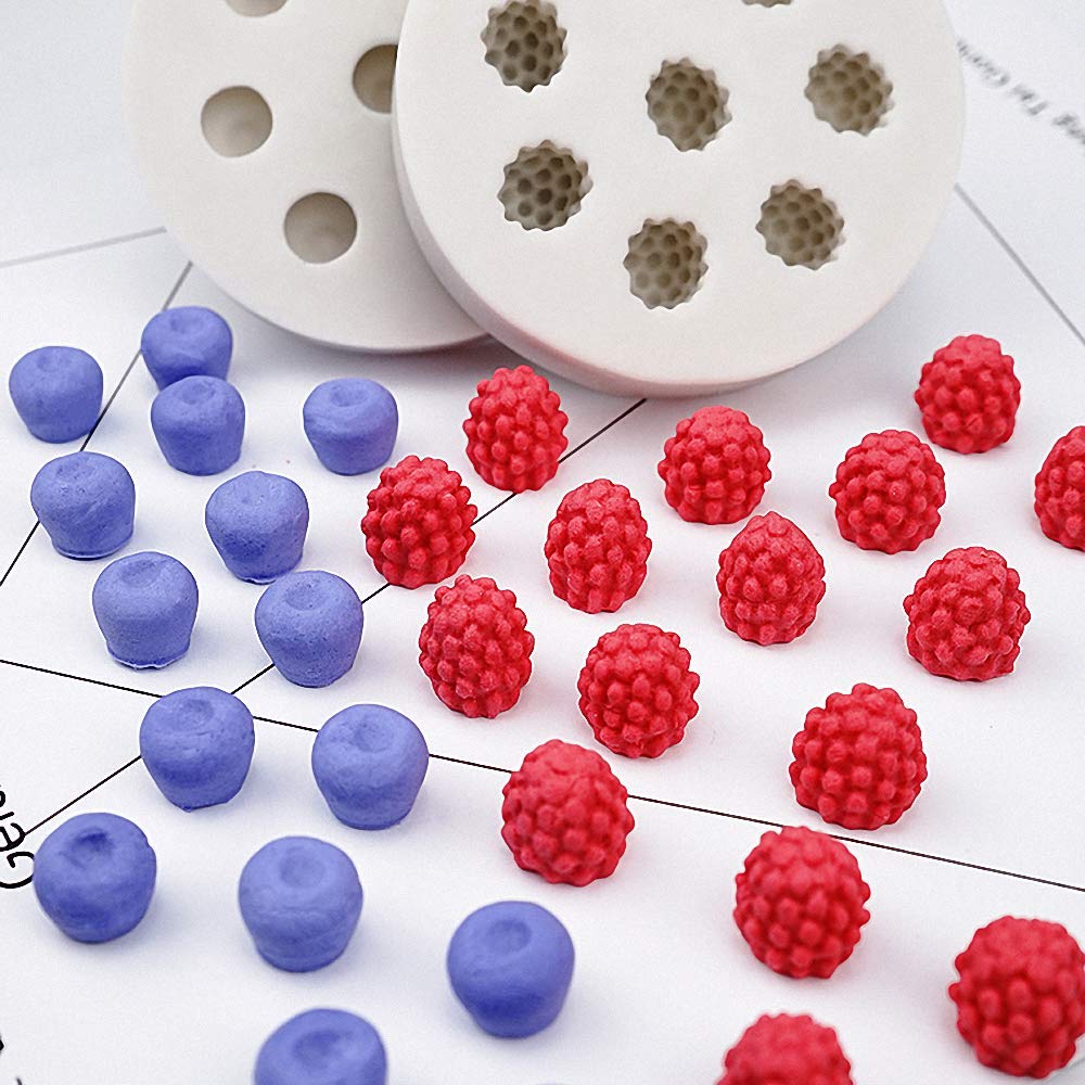 Moldfun 2Pcs Blueberry Raspberry Silicone Fondant Mold Mulberry Mold For Chocolate Candy Cupcake Cake Decoration Handmade Diy Re