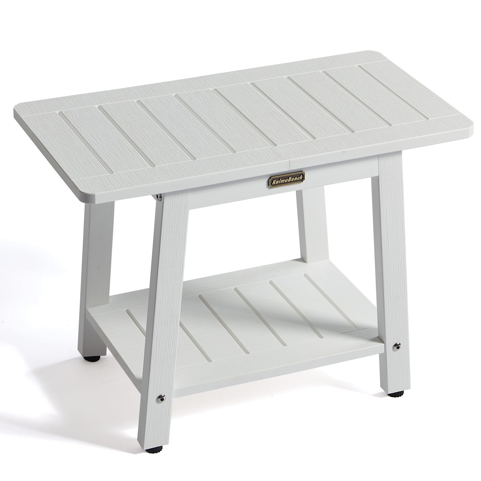 Shower Bench For Inside Shower, Hdps Shower Stool For Shaving Legs, Waterproof White Poly Shower Chair Seat, 2 Tier Foot Rest St