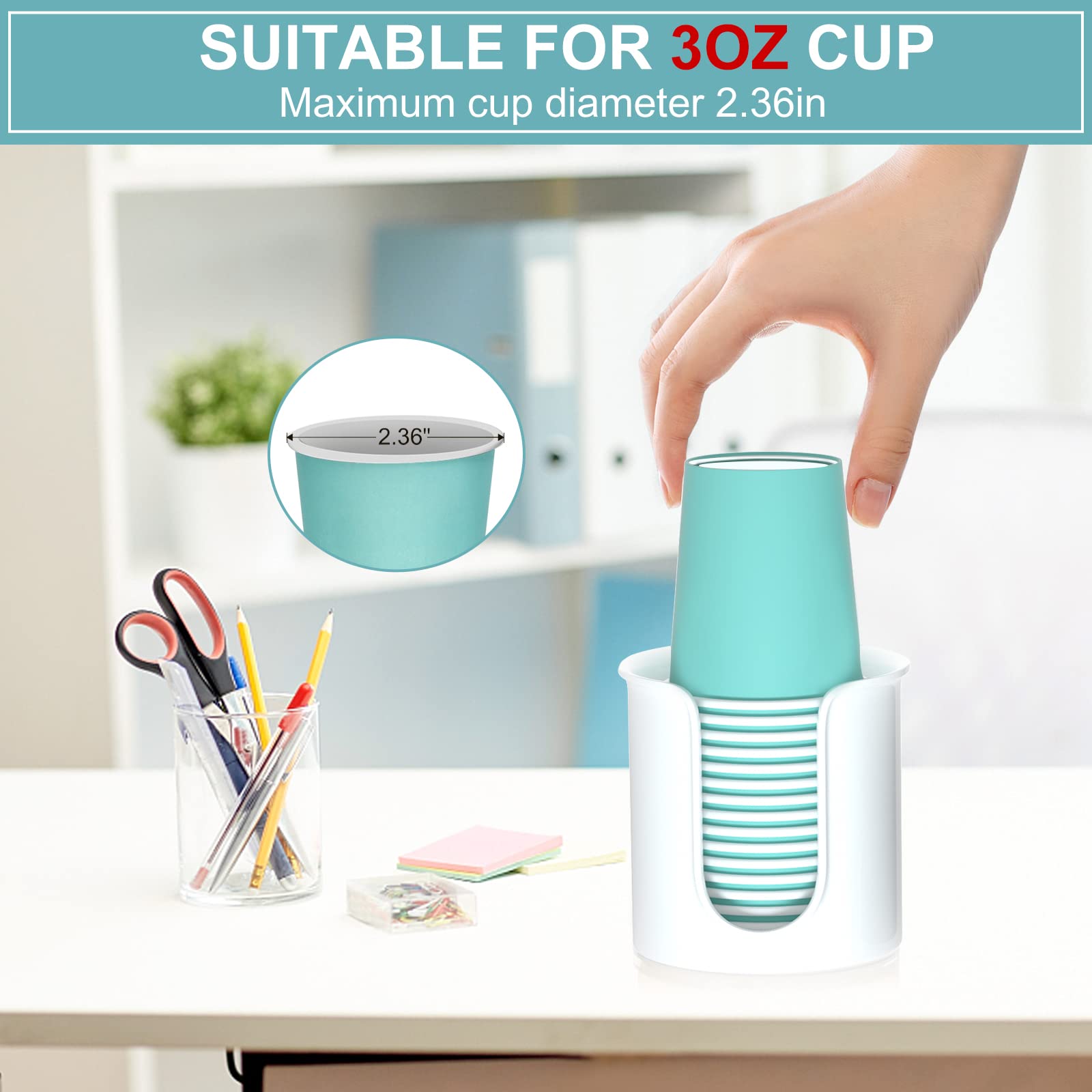 Byaway 2 Pack Bathroom Cup Dispenser 3 Oz Countertop - Convenient Paper Cup Holder For Mouthwash Cups - Easy To Use Cup Dispense