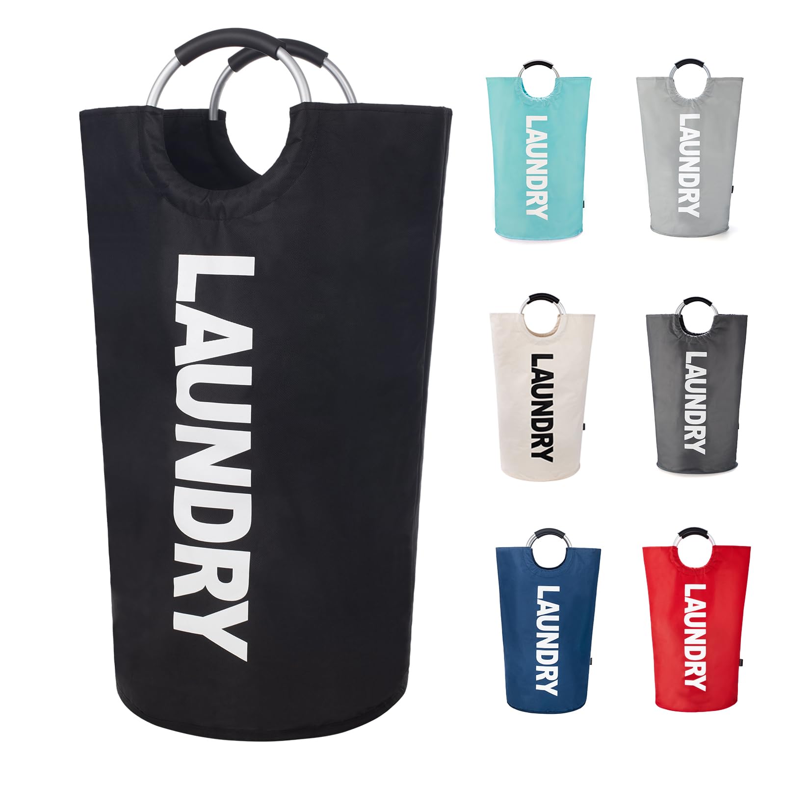 Twira 90L Large Laundry Basket  Laundry Hamper Stands Up Well  Laundry Bag with Padded Handles  Waterproof Clothes Bin Collapsible  Clothes Hamper for Bathroom  Laundry  College (Black)