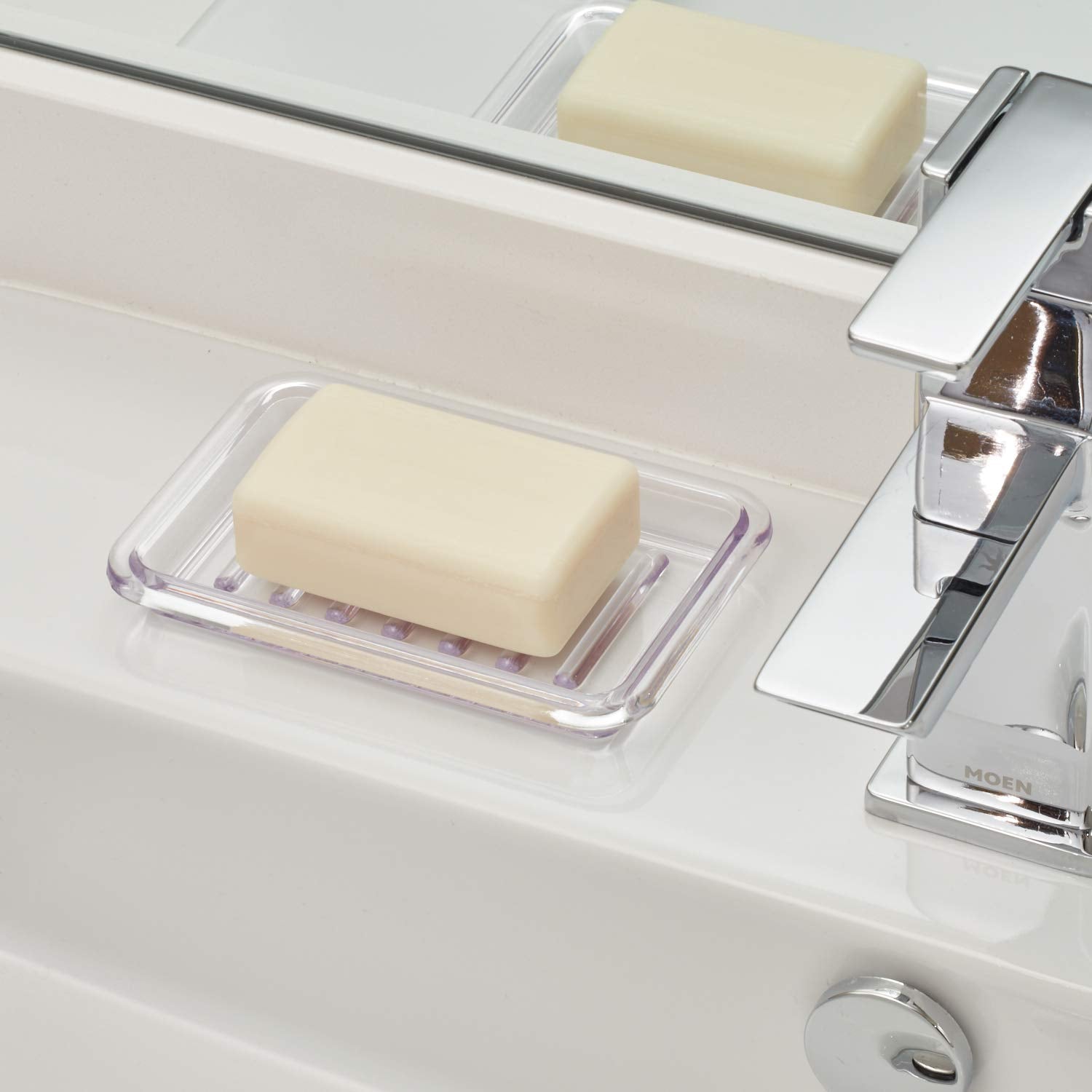 Idesign Royal Plastic Rectangular Soap Saver, Bar Holder Tray For Bathroom Counter, Shower, Kitchen, 3.5 X 5.25, Clear