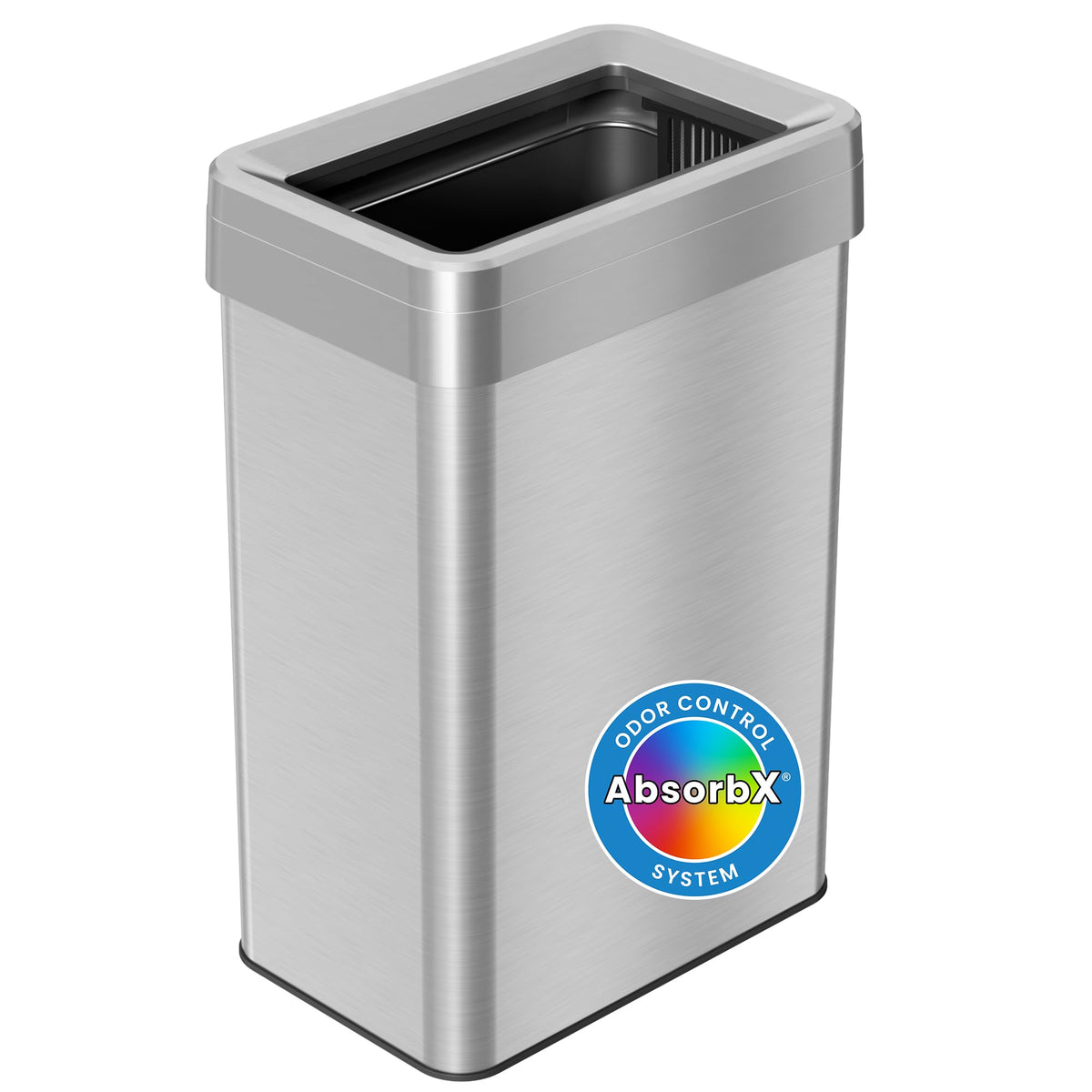 Itouchless 16 Gallon Dual-Deodorizer Open Top Trash Can Rectangular Shape, Commercial Grade Stainless Steel, 61 Liter Recycle Bi