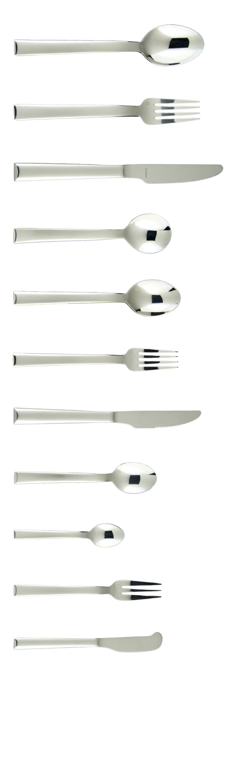 Fortessa Still 18/10 Stainless Steel Flatware, 5 Piece Place Setting, Service For 1,Silver