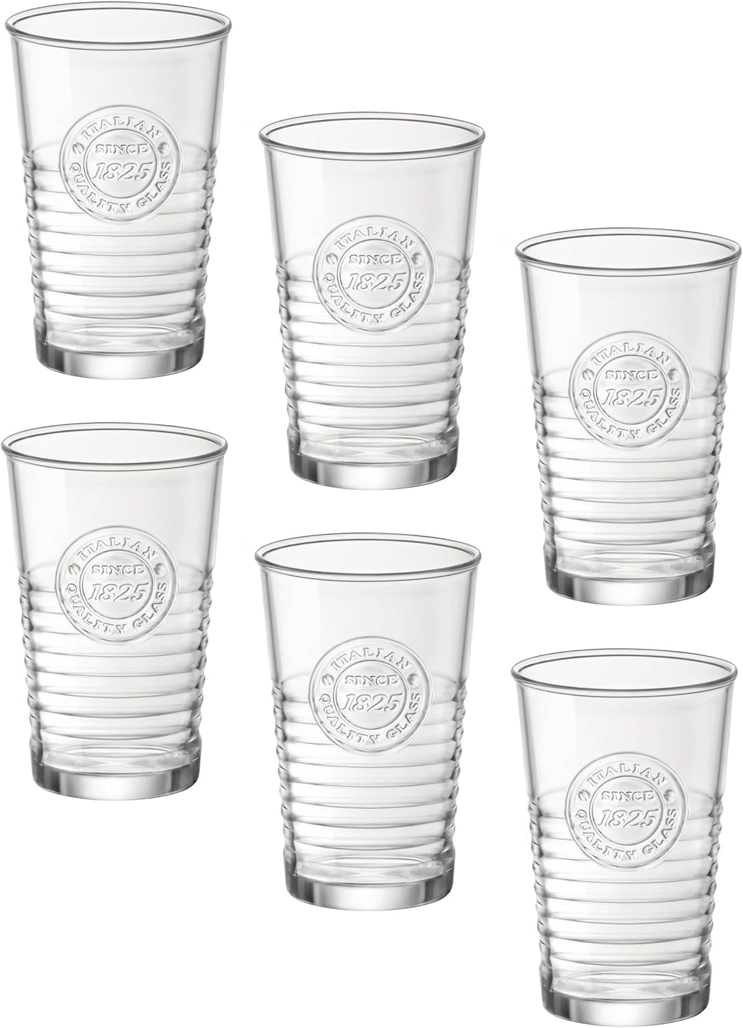 Bormioli Rocco Officina1825 Cooler Glass, 16 oz, Clear (Pack of 6)