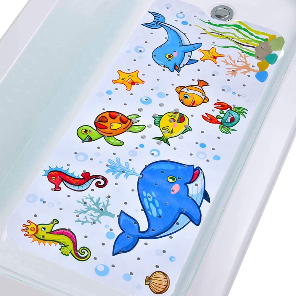 Tubozadi Baby Bath Mat For Tub Kids Non Slip Bathtub Mats Baby Extra Long 40X16 Inch Bathroom Toddler Anti Slip Shower Mat With