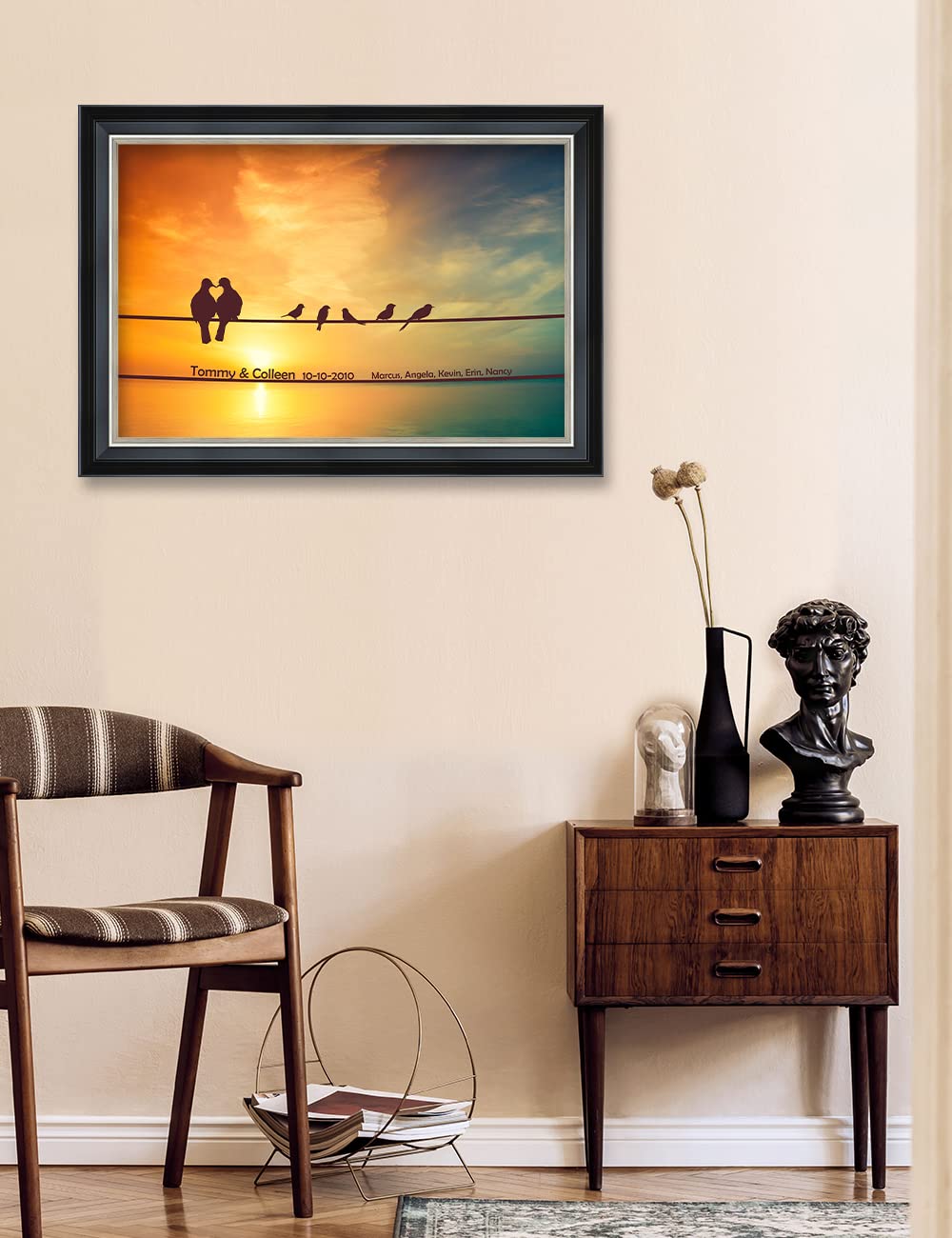 Ipic - We Are Family Personalized Framed Wall Art With Names And Date On, Giclee Prints Framed With Solid Wood, Custom Memorial
