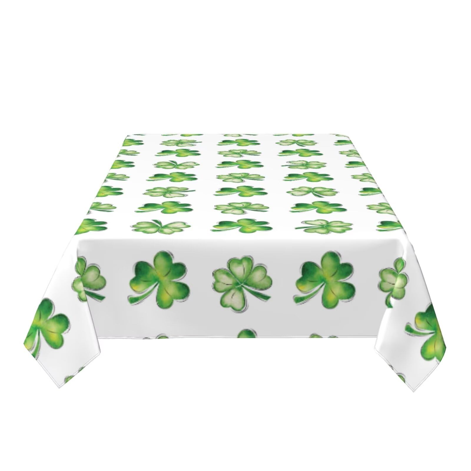 BETGINY St. Patrick s Day Tablecloth 60 x 84 Inch Rectangle Watercolor Shamrock Table Cloth Washable Wrinkle Resistant Rustic L