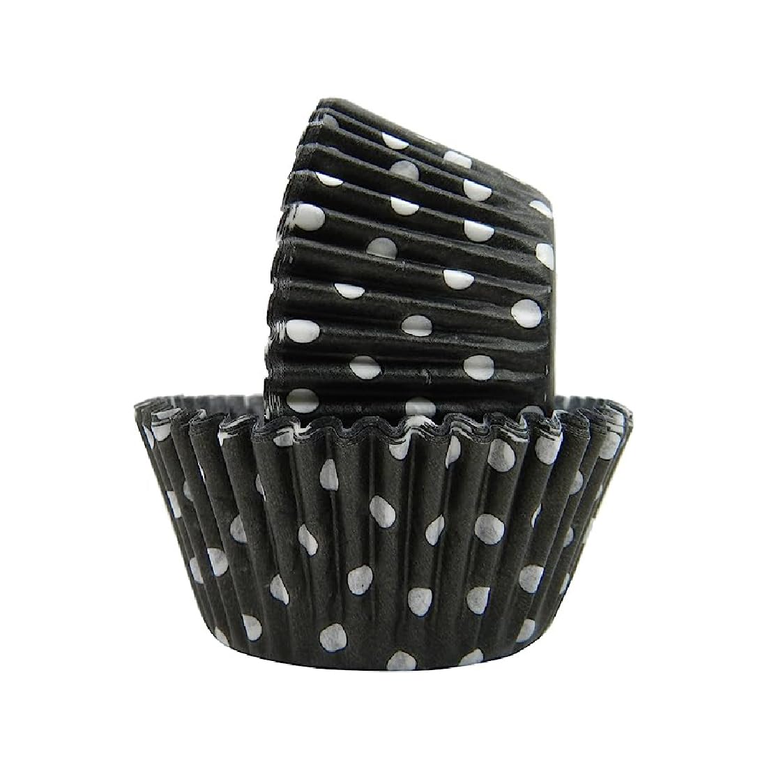 Regency Wraps Greaseproof Professional Grade Baking Cups, Pack of 40, Standard Liners, Black Polka Dots, for Cupcakes, Muffins, 