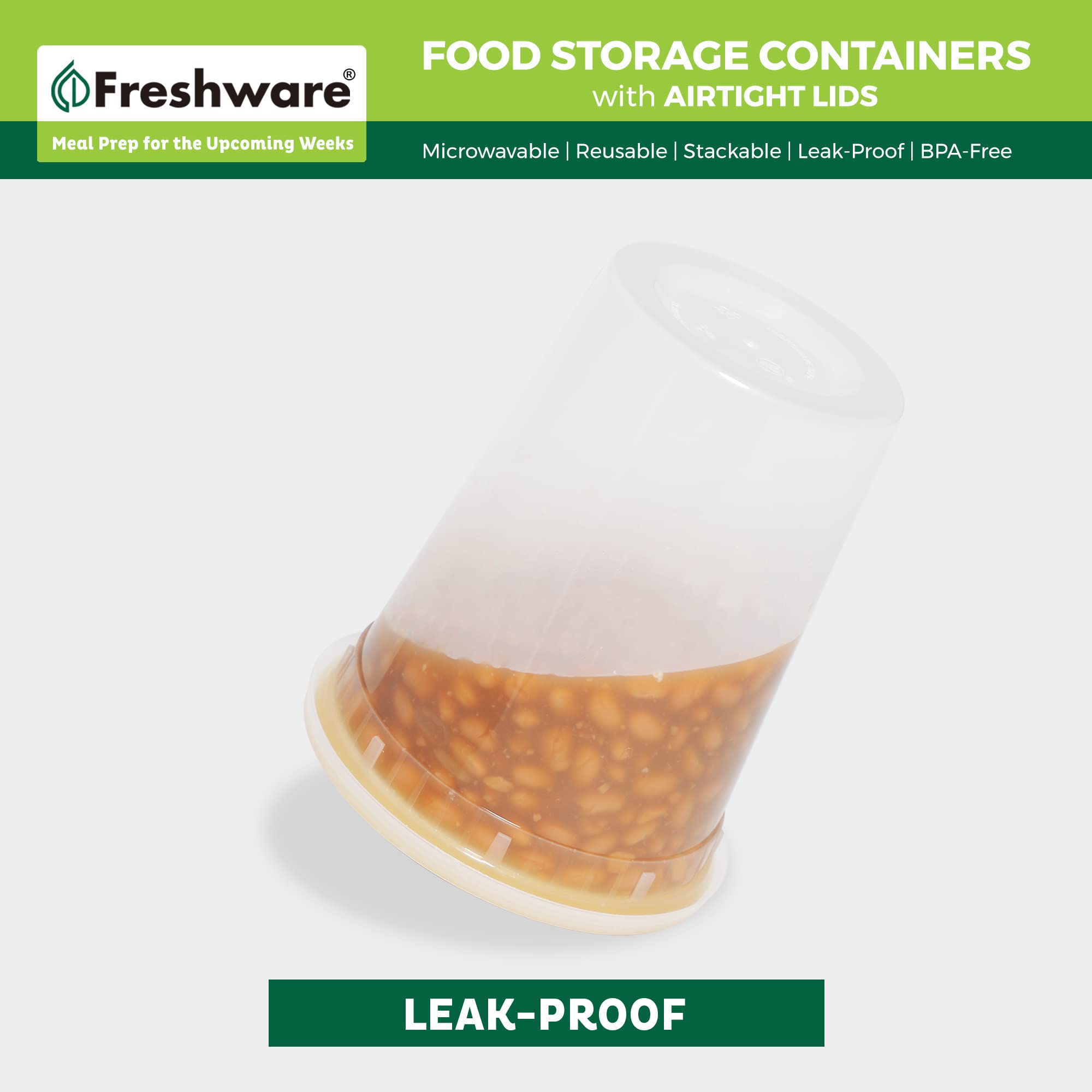 Freshware Food Storage Containers [24 Set] 32 Oz Plastic Deli Containers With Lids, Slime, Soup, Meal Prep Containers | Bpa Free