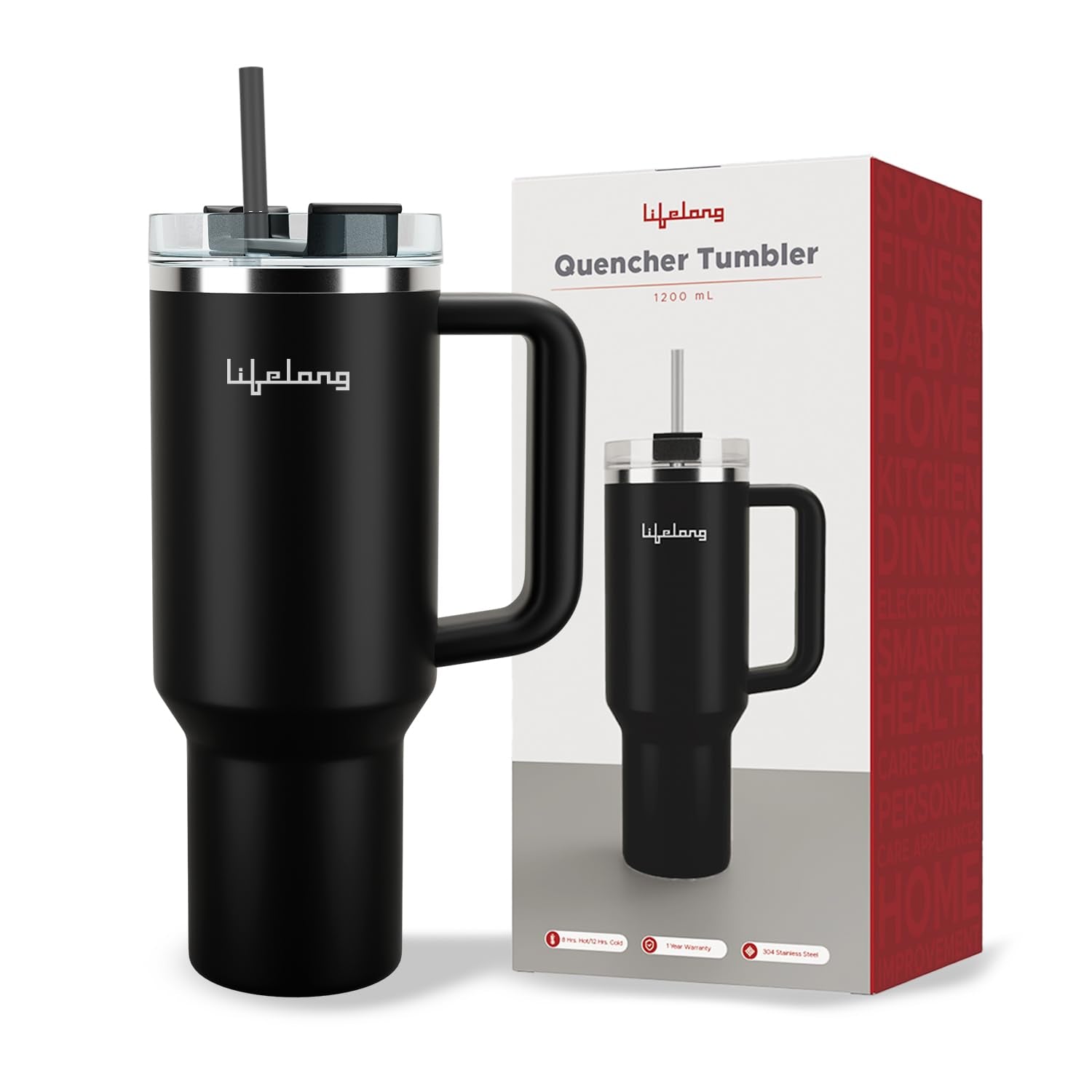Lifelong Double-Walled Vacuum Insulated Tumbler With Unbreakable Tritan Lid 1200Ml | Keeps Drinks Hot For 5 Hours & Cold For 9 H