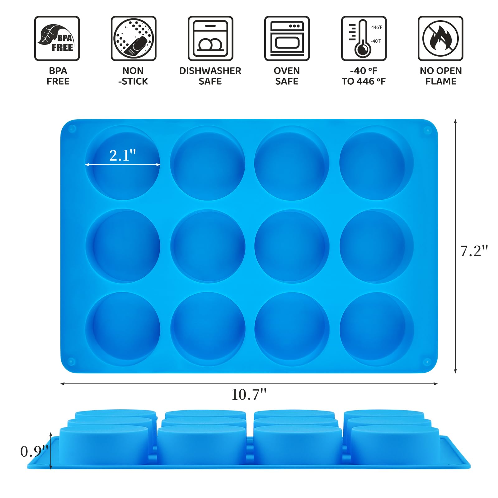 Cluewr 12 Cavity Chocolate Cookie Molds, Non-Stick Silicone Chocolate Covered Oreo Molds Muffin Pans For Mini Cake, Candy, Brown