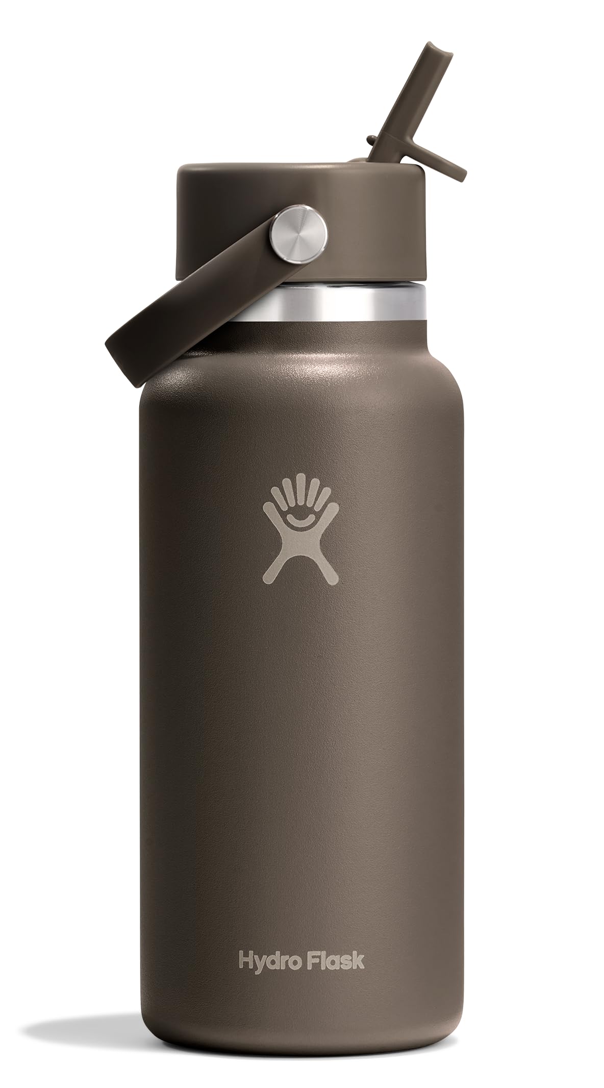 Hydro Flask Water Bottle - Insulated Stainless Steel - Wide Mouth Flex Straw Lid, Non Spill, Leakproof and Refillable in 32 Oz S