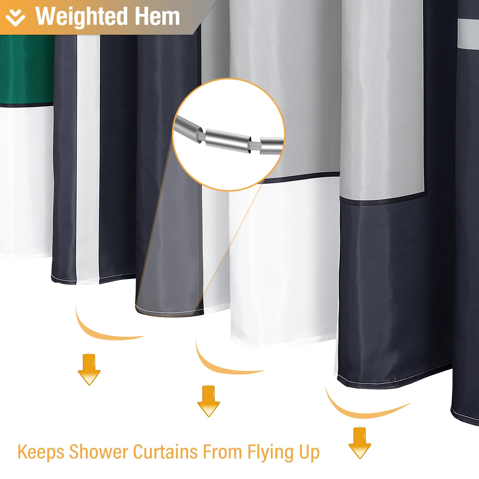 Bttn Extra Long Shower Curtain - 72 X 84 Inches Long Geometric Fabric Shower Curtain Set With 12 Plastic Hooks, Large Abstract A