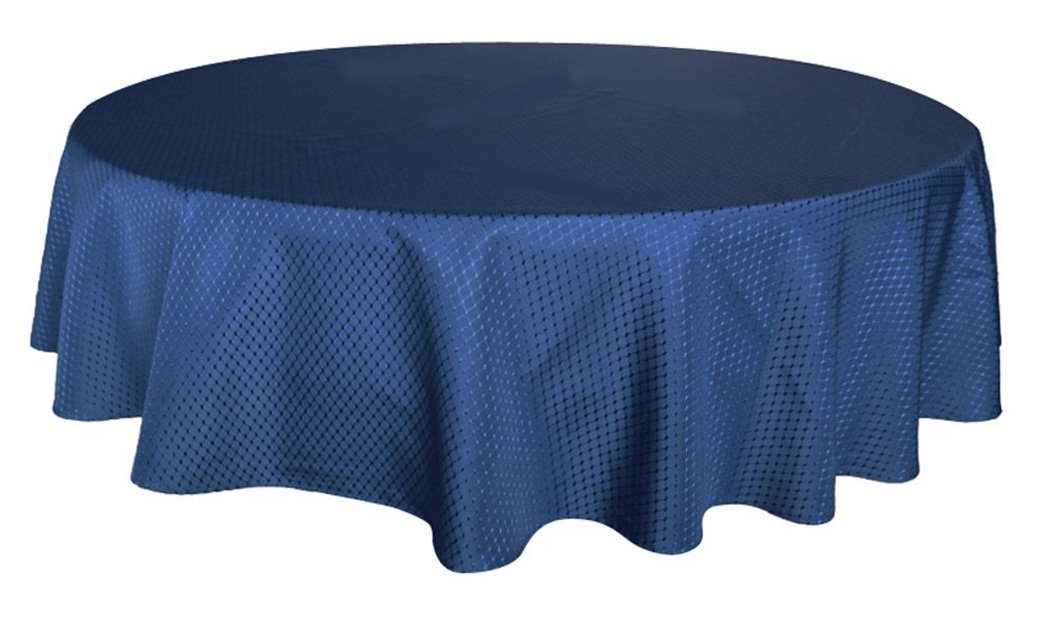 Tektrum Heavy Duty 70 Inch Round Elegant Waffle Weave Check Jacquard Tablecloth Table Cover - Waterproof/Stain Resistant/Spill P