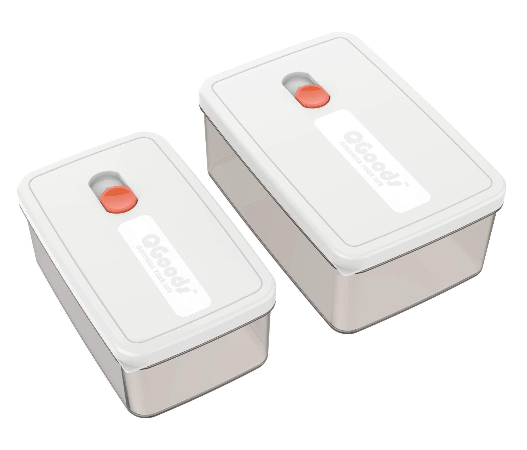 Qg 68 & 40Oz Rectangular Plastic Food Storage Containers With Lids Bpa Free - 2 Pieces White