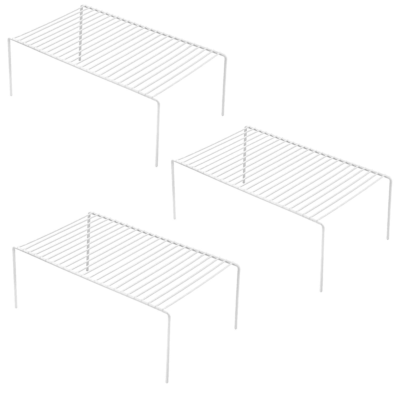 GEDLIRE Kitchen Cabinet Shelf Organizer Set of 3, Large (15.7 x 9.4 inch) Metal Wire Pantry Storage Shelves, Dish Plate Racks fo