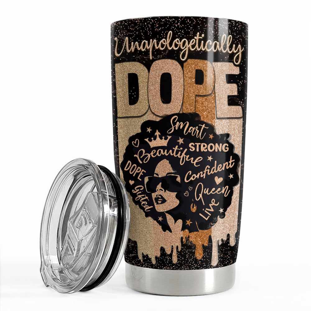 SANDJEST Inspirational Gifts for Women Black Woman Inspiration Tumbler 20oz Stainless Steel Insulated Coffee Travel Mug Cup Moti