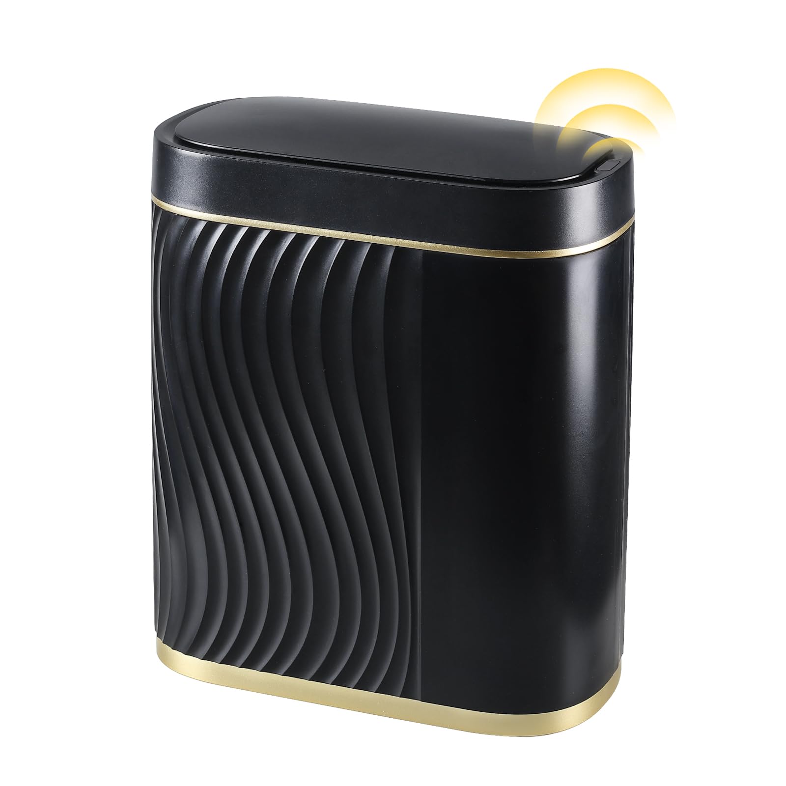 Syncvibe Bathroom Small Trash Can 2 Gallon Black Sensor Garbage Can With Lid, Plastic Automatic Trash Bin, Slim Motion Sensor Tr