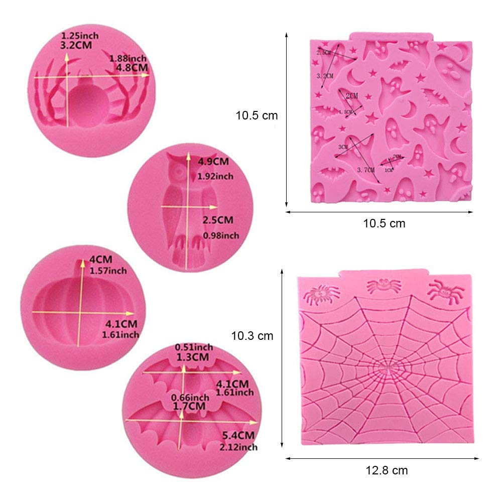 6Pcs/Set Halloween Cake Fondant Molds, Halloween Party Cupcake Topper Decorating Tools, Silicone Chocolate Candy Mold Gum Paste