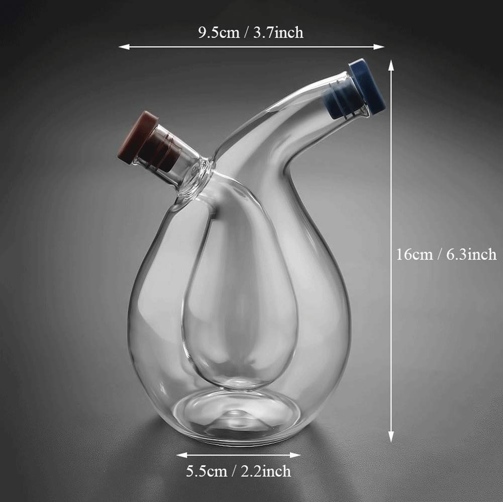 Winakui Clear Glass Oil And Vinegar Bottle, 2 In 1 Olive Oil Dispenser Cruet Bottles Double Pourer Spout Stoppers Kitchen Suppli