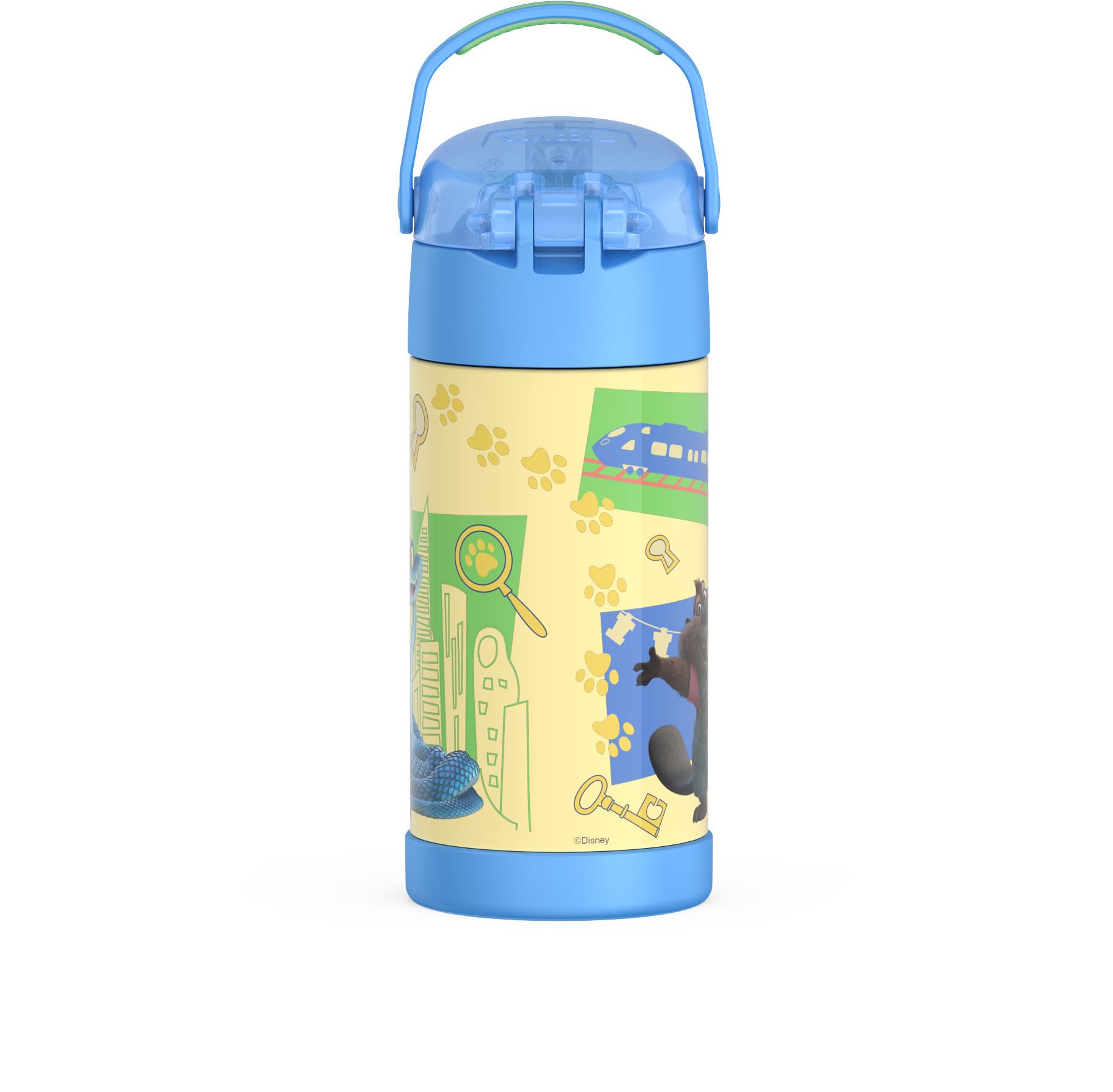 THERMOS FUNTAINER Water Bottle with Straw - 12 Ounce - Kids Stainless Steel Vacuum Insulated Water Bottle with Lid, Zootopia 2
