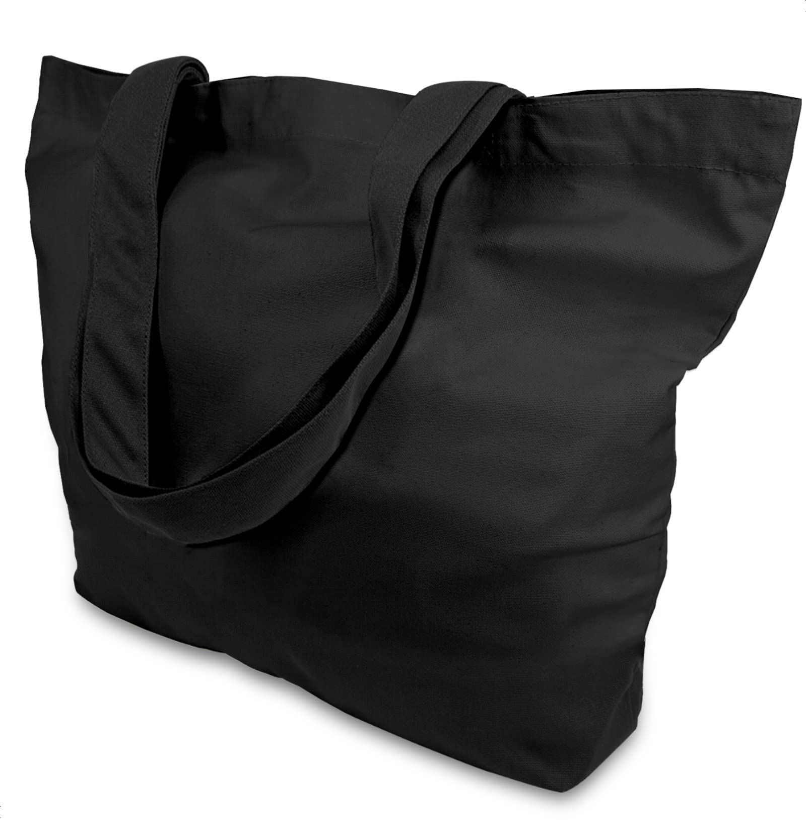 Topdesign 6-Pack Super Strong Large 12Oz Cotton Canvas Tote Bag, Reusable Grocery Shopping Cloth Bags, Fashionable Two-Tone Tote