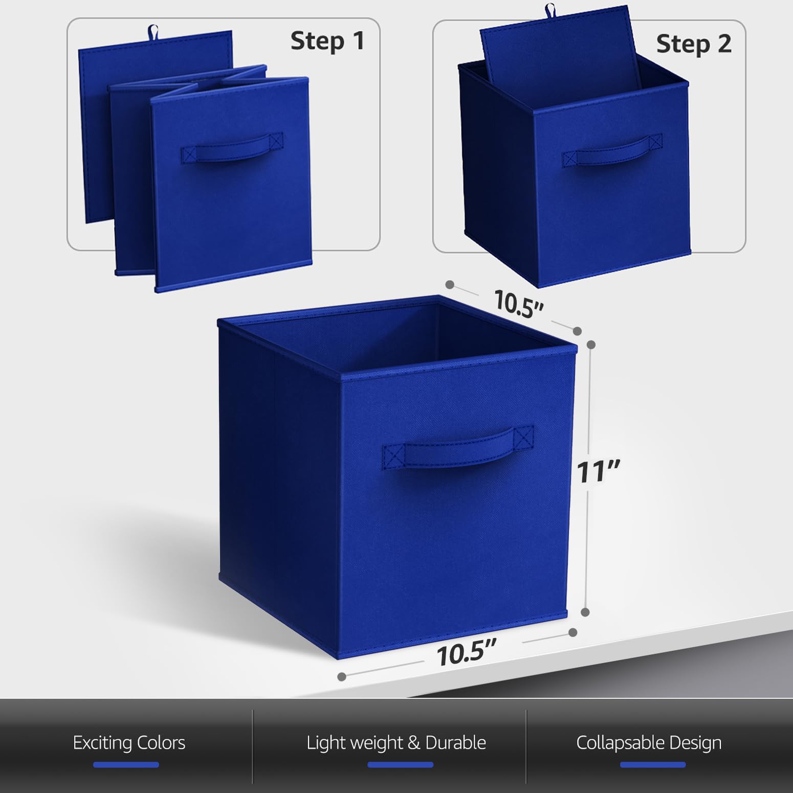 Sorbus 13 Inch Storage Bins - Sturdy Collapsible Fabric Storage Cubes With Handle - 12 Foldable Baskets For Organizing Clothes,