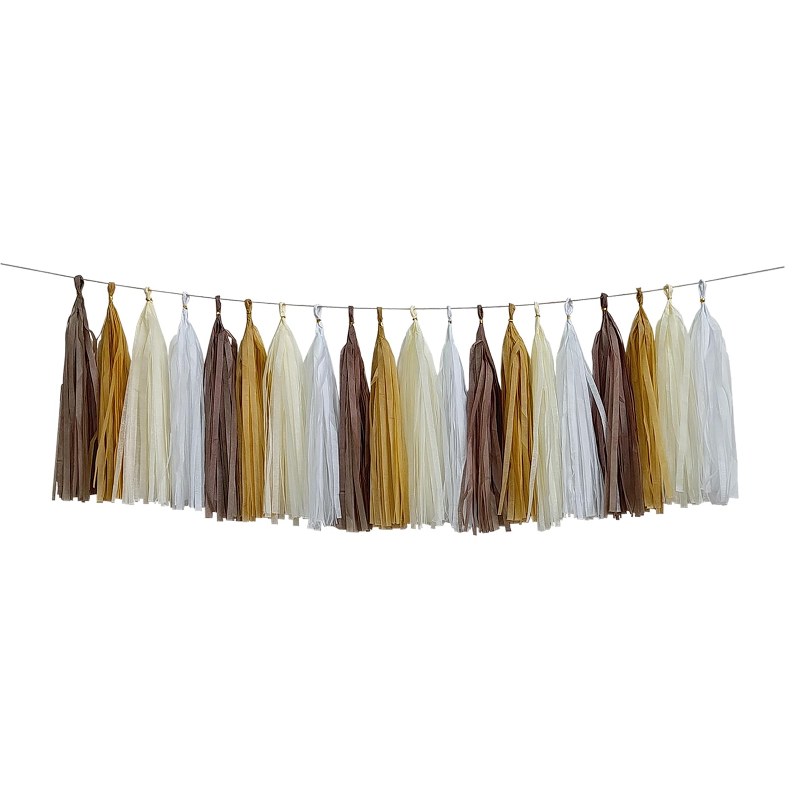 ZOOYOO Brown Tassel Garland Tissue Paper Tassel Banner, Boho Table Decor,DIY Kits for Rustic Neutral Western Graduation Party, T