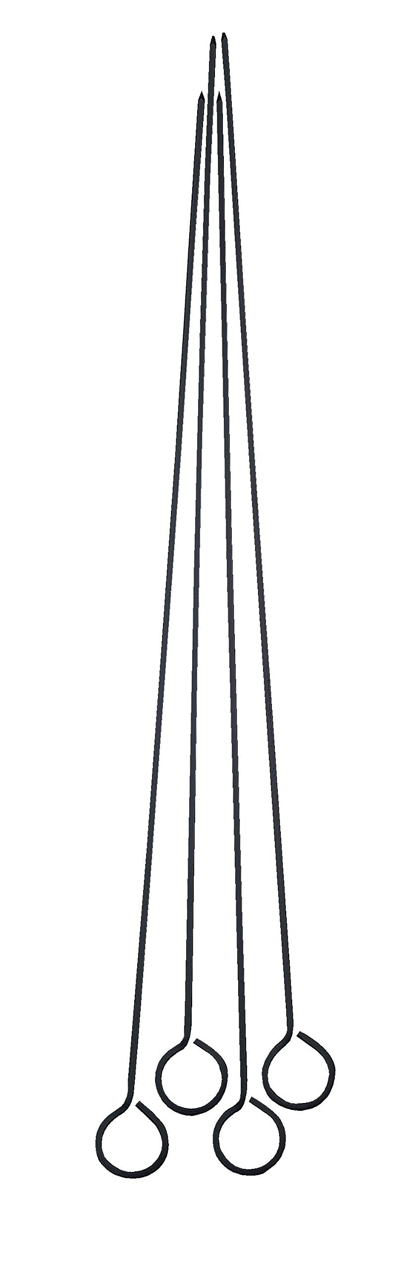 Hic Kitchen Reusable Nonstick Barbecue And Grilling Shish Kabob Skewers With Ring-Handle Top, 15-Inches Long, Set Of 4