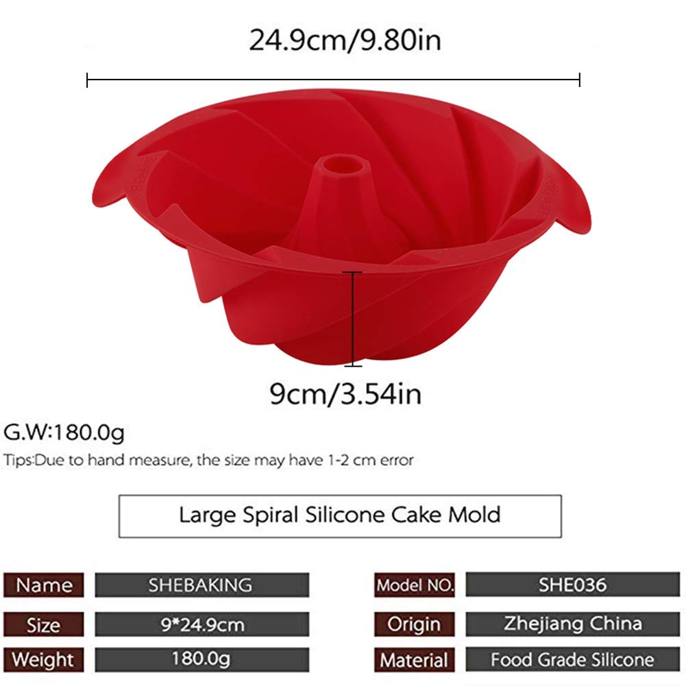 Shebaking Silicone Fluted Pan,Jello Mold Gelatin Mold, Non-Stick Baking Mold With Sturdy Handle Perfect For Cake, Jello, Mousse,