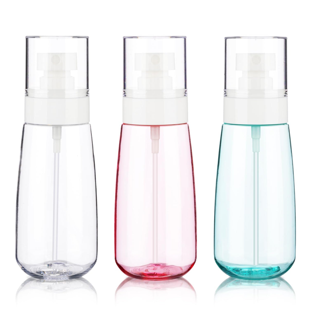 Givitasot 3Pack Small Spray Bottle, 3.4Oz Travel Spray Bottles, Empty Spray Bottles, Refillable Plastic Spray Bottles (Clear+Gre