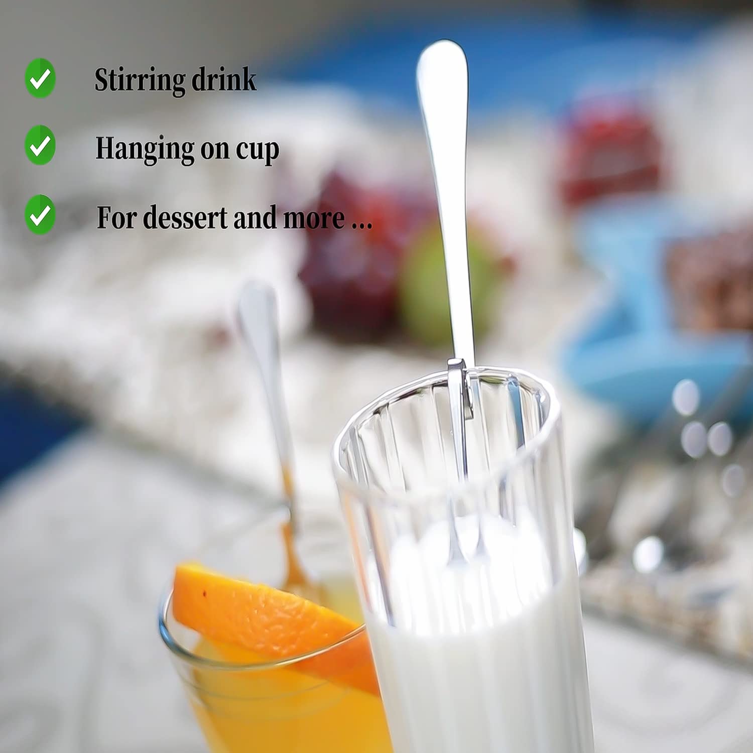 Set Of 6 Hanging Coffee Spoon Creative Bending Handle Stainless Steel Stirring Spoons For Tea Coffee Dessert (Vertical Hanging S